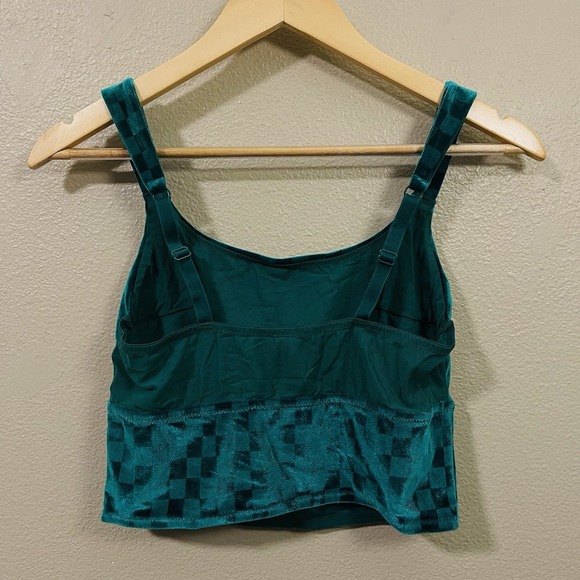 Colsie Velvet Green Checkers Crop Top Cube World Gamer Sz Jr L - Small READ - Picture 4 of 6